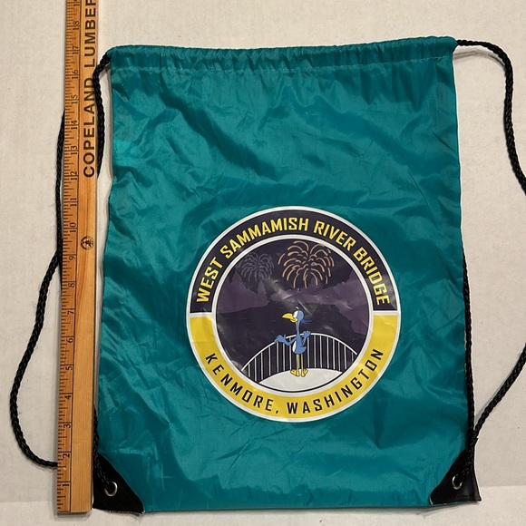 West Sammamish River Bridge Drawstring Nylon Bag Kenmore Washington 17 x 13 1/2 - Picture 4 of 6